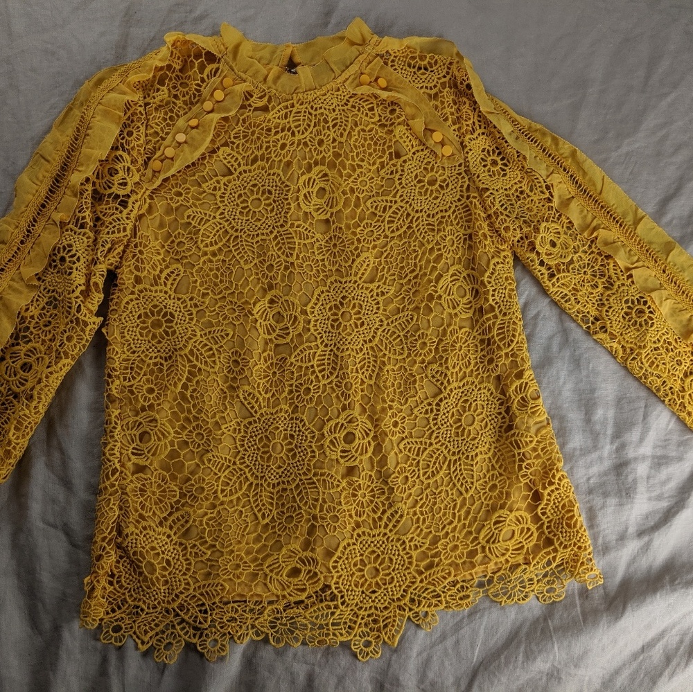 INA Mustard Yellow Lace Top